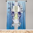 thumbnail image 1 of Ambesonne Grunge Curtains, Skull and Flowers Mexico, Pair of 28"x84", Dark Blue, 1 of 2