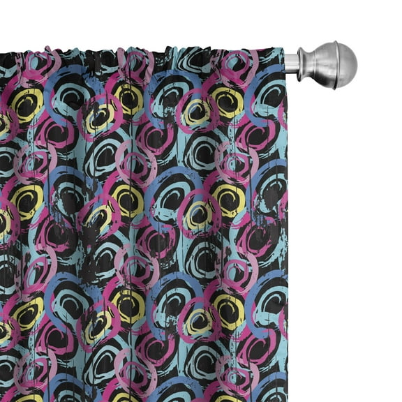 Ambesonne Grunge Curtains, Spiral Brush Graffiti, Pair of 28"x95", Multicolor
