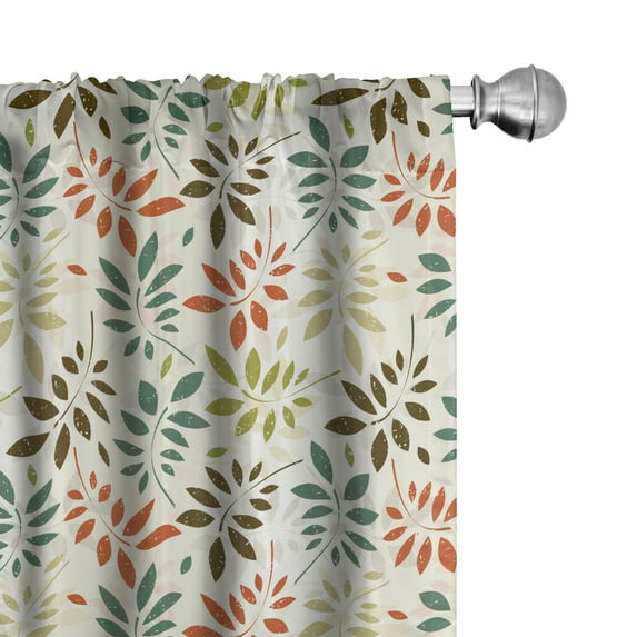Ambesonne Grunge Curtains, Vintage Falling Leaves, Pair of 28"x63", Multicolor