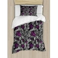 thumbnail image 1 of Ambesonne Grunge Duvet Cover Set, Vintage Murky Wavy Lines, Twin, Charcoal Grey and Purple, 1 of 3