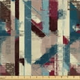 thumbnail image 1 of Ambesonne Grunge Fabric by the Yard Upholstery, Jumble Abstract Stripes Art, 2 Yards, Cream Raspberry Sea Blue, 1 of 5