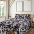 thumbnail image 1 of Ambesonne Grunge Fitted & Flat Sheet with Sham 3 Pcs Set, Vintage Floral Garden Dreams, Twin, Dark Purple and Pale Tan, 1 of 5