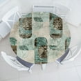 thumbnail image 1 of Ambesonne Grunge Fitted Round Tablecloth, Bohemian Rectangular Forms, 36"- 40" Diameter, Laurel Green Dark Brown, 1 of 5