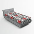 thumbnail image 1 of Ambesonne Grunge Fitted Sheet, Mandala Rounds, Twin Size, Vermilion Black White, 1 of 2