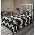 thumbnail image 1 of Ambesonne Grunge Fitted & Top Sheet Set with Sham, Retro Art Black Chevron, Multicolor, 1 of 4