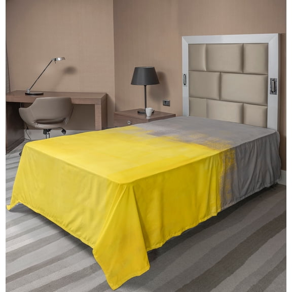 Ambesonne Grunge Flat Sheet, Street Wall Art, Twin Size, Dimgray Yellow