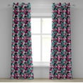 thumbnail image 1 of Ambesonne Grunge Grommet Curtain, Ornate Leaf Arrangement, 50" x 108", Hot Pink Seafoam Black, 1 of 6