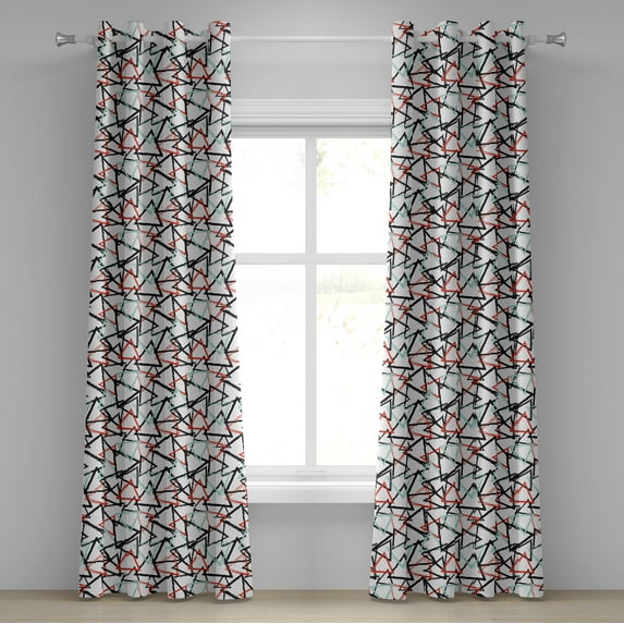 Ambesonne Grunge Grommet Curtain, Retro Abstract Pattern, 50" x 84", Mint Green Vermilion