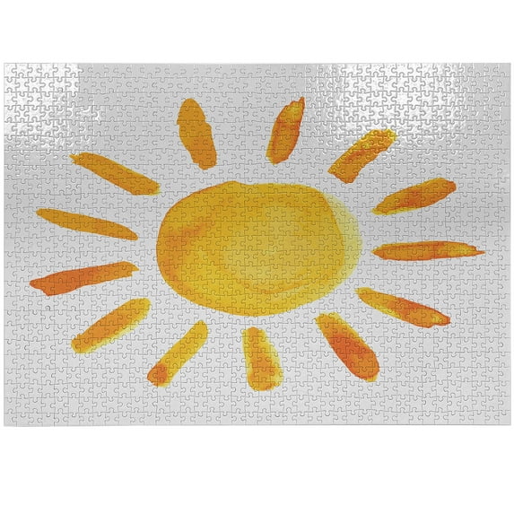 Ambesonne Grunge Jigsaw Puzzle, Watercolor Sun, Heirloom-Quality Fun Activity for Family Durable Cardboard, 1000 pcs, Yellow