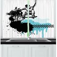 thumbnail image 1 of Ambesonne Grunge Kitchen Curtains, Young Boy Skater Exotic, 55"x39", Black Pale Blue, 1 of 2