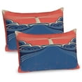 thumbnail image 1 of Ambesonne Grunge Pillow Sham 2 Pack, Lighthouse Waves Sea, 26"x20", Blue Coral White, 1 of 1