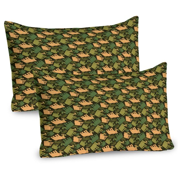 Ambesonne Grunge Pillow Sham 2 Pack, Mammoth Prehistoric Animal, 36"x20", Peach and Olive Green