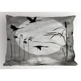 thumbnail image 1 of Ambesonne Grunge Pillow Sham, Heron Birds, 26" X 20", Black Grey, 1 of 2