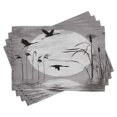 thumbnail image 1 of Ambesonne Grunge Place Mats Set of 4, Heron Birds, Standard Size, Black Grey, 1 of 6