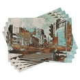 thumbnail image 1 of Ambesonne Grunge Place Mats Set of 4, Urban Abstract Cityscape, Standard Size, Seafoam Brown White, 1 of 6