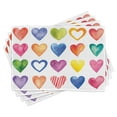 thumbnail image 1 of Ambesonne Grunge Place Mats Set of 4, Watercolor Heart Romance, Standard Size, Red Blue Yellow, 1 of 6
