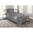 thumbnail image 1 of Ambesonne Grunge Quilted Bedspread Set 2 Pcs, Formula Science Graphic, Twin Size, Dimgray Orange White, 1 of 3