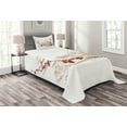 thumbnail image 1 of Ambesonne Grunge Quilted Bedspread Set 2 Pcs, Japan Sakura Flowers, Twin Size, Beige White Red, 1 of 3