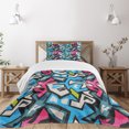 thumbnail image 1 of Ambesonne Grunge Quilted Bedspread Set 2 Pcs, Street Art Graffiti Funk, Twin Size, Multicolor, 1 of 5