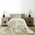 thumbnail image 1 of Ambesonne Grunge Quilted Bedspread Set 2 Pcs, Vintage Falling Leaves, Twin Size, Multicolor, 1 of 6