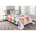 thumbnail image 1 of Ambesonne Grunge Quilted Bedspread Set 2 Pcs, Watercolor Heart Romance, Twin Size, Red Blue Yellow, 1 of 3