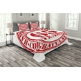 thumbnail image 1 of Ambesonne Grunge Quilted Bedspread Set 3 Pcs, 65 Years, Queen Size, Red White, 1 of 3