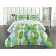 thumbnail image 1 of Ambesonne Grunge Quilted Bedspread Set 3 Pcs, Geometric Oval Shapes, Queen Size, Apple Green Turquoise, 1 of 5