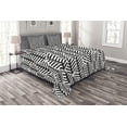 thumbnail image 1 of Ambesonne Grunge Quilted Bedspread Set 3 Pcs, Modern Abstract Leaves, Queen Size, White and Black, 1 of 3