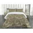 thumbnail image 1 of Ambesonne Grunge Quilted Bedspread Set 3 Pcs, Nostalgic Pins Old, Queen Size, Army Green Tan, 1 of 3