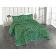 thumbnail image 1 of Ambesonne Grunge Quilted Bedspread Set 3 Pcs, Retro Scissors Pattern Art, Twin, Forest Green Jade Green, 1 of 4