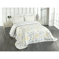 thumbnail image 1 of Ambesonne Grunge Quilted Bedspread Set 3 Pcs, Roses Flowers, King Size, Yellow Grey White, 1 of 5