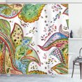 thumbnail image 1 of Ambesonne Grunge Shower Curtain, Leaves Flowers Hearts, 69"Wx84"L, Green Orange, 1 of 5
