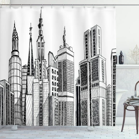 Ambesonne Grunge Shower Curtain, Urban Architecture Art, 69"Wx84"L, Black White