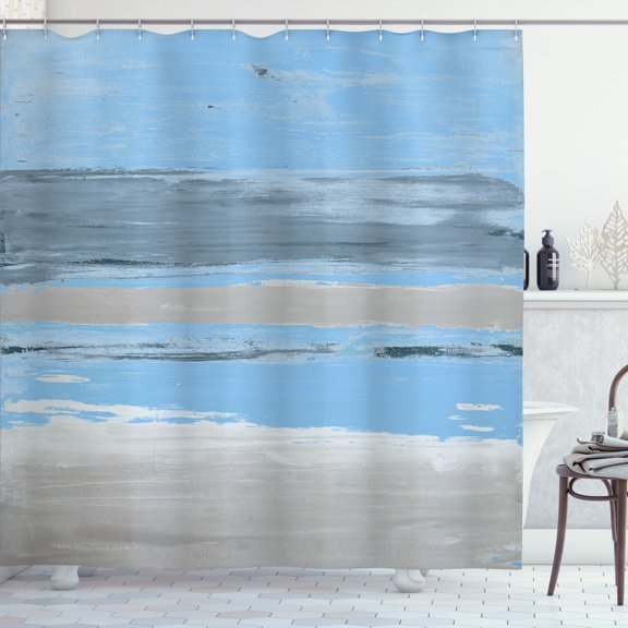 Ambesonne Grunge Shower Curtain, Watercolor Effect Brush Art, 69"Wx75"L, Dimgray and Pale Sky Blue