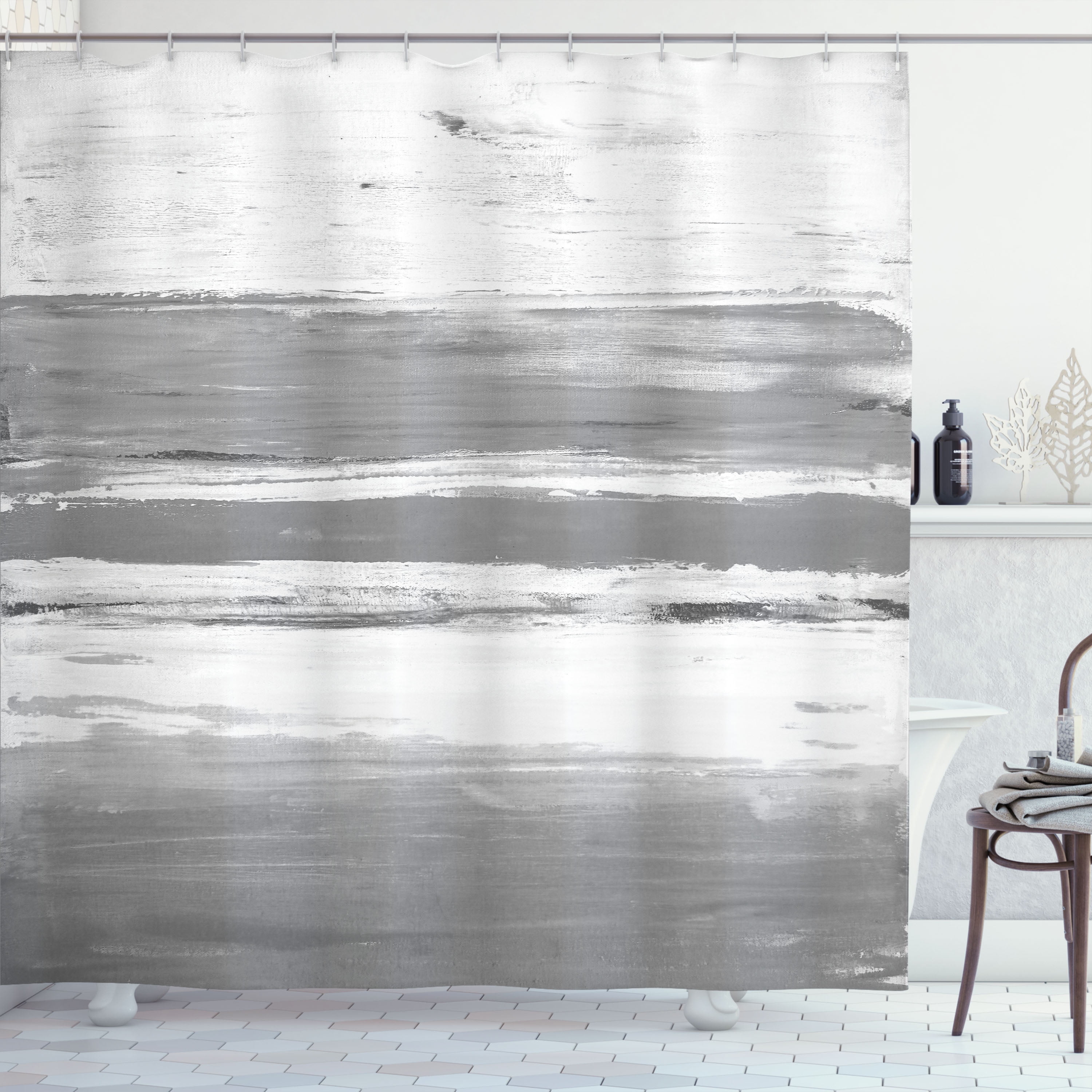 Ambesonne Grunge Shower Curtain, Watercolor Effect Brush Art, 69"Wx75"L