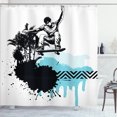 thumbnail image 1 of Ambesonne Grunge Shower Curtain, Young Boy Skater Exotic, 69"Wx84"L, Black Pale Blue, 1 of 3