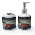 thumbnail image 1 of Ambesonne Grunge Soap Dispenser & Toothbrush Holder Set, Old Armchair Messy House, 2 Pcs, Pale Green Red Black, 1 of 6