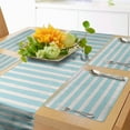 thumbnail image 1 of Ambesonne Grunge Table Runner & Placemats, Striped and Grunge Brush, Placemat 4 pcs + Runner 12"x72", Pale Blue Off White, 1 of 2