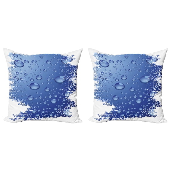 Ambesonne Grunge Throw Pillow Cover 2 Pack, Bubble Water Rain Drop, 24", Violet Blue