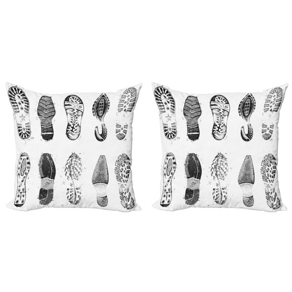 Ambesonne Grunge Throw Pillow Cover 2 Pack, Damaged Murky Artisan, 24", Grey and White