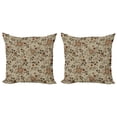 thumbnail image 1 of Ambesonne Grunge Throw Pillow Cover 2 Pack, Swirls Curves and Dots, 20", Tan Redwood Pale Brown, 1 of 2
