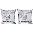 thumbnail image 1 of Ambesonne Grunge Throw Pillow Cover 2 Pack, Venetian Canal Art Love, 20", Red Black White, 1 of 7