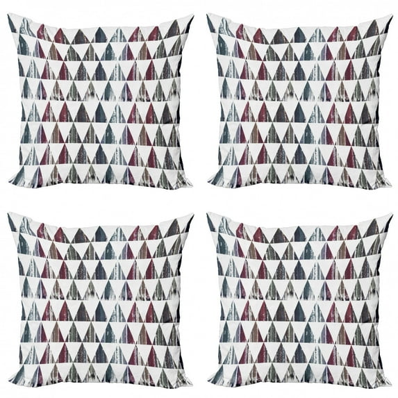 Ambesonne Grunge Throw Pillow Cover 4 Pack, Egyptian Modern Pyramid, 18", Multicolor