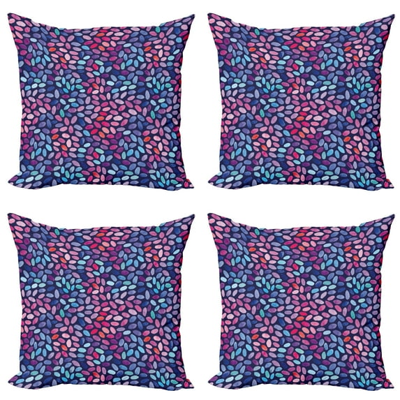 Ambesonne Grunge Throw Pillow Cover 4 Pack, Oval Watercolor Spots, 20", Violet Blue Multicolor