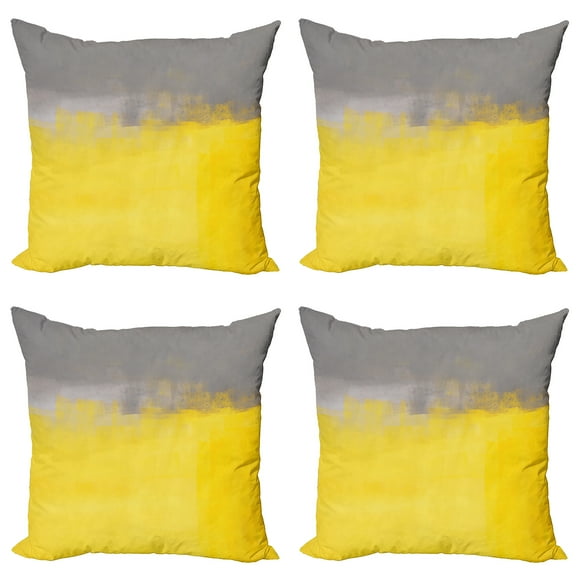 Ambesonne Grunge Throw Pillow Cover 4 Pack, Street Wall Art, 20", Dimgray Yellow