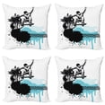 thumbnail image 1 of Ambesonne Grunge Throw Pillow Cover 4 Pack, Young Boy Skater Exotic, 16", Black Pale Blue, 1 of 7