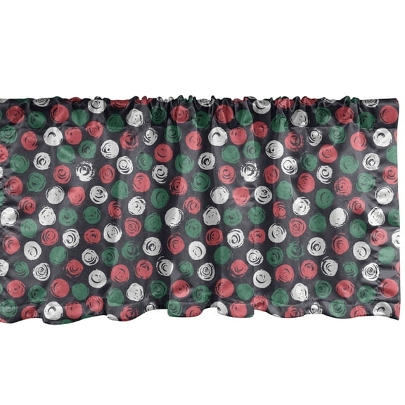 Ambesonne Grunge Window Valance, Abstract Flowers Round Brush Stroke Effect Floral Hand Drawn Style, Curtain Valance for Kitchen Bedroom Decor with Rod Pocket, 54" X 12", Dark Taupe Sea Green