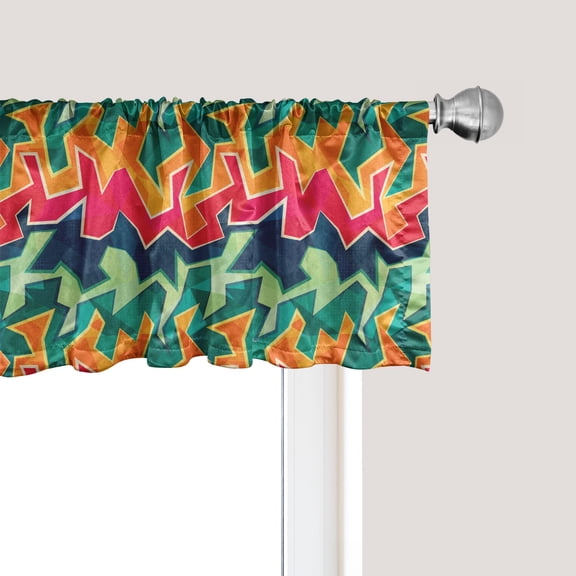 Ambesonne Grunge Window Valance, Crazy Funky Graffiti, 42" x 12", Multicolor
