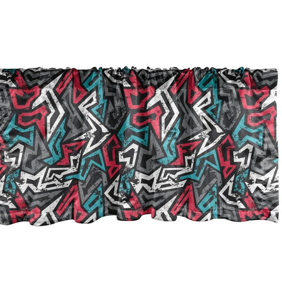 Ambesonne Grunge Window Valance, Hip Hop Culture Graffiti, 54" X 12", Multicolor
