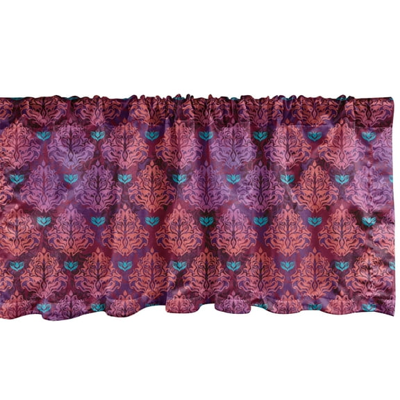Ambesonne Grunge Window Valance, Natural Lilac Pattern, 54" X 18", Multicolor